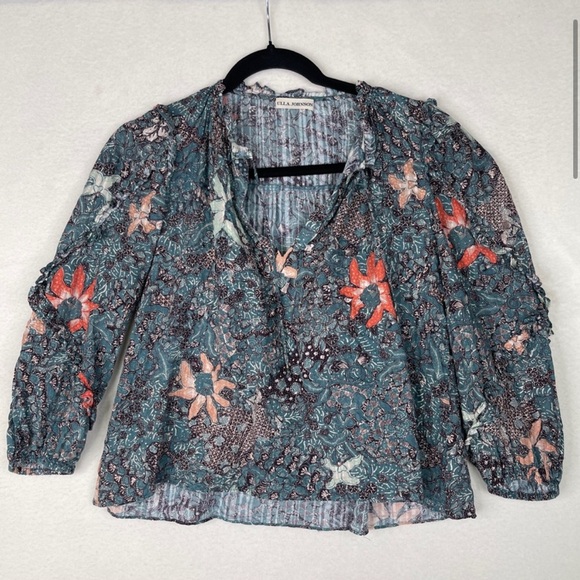 Ulla Johnson Manet Blouse Malachite Print 0 - Picture 2 of 3